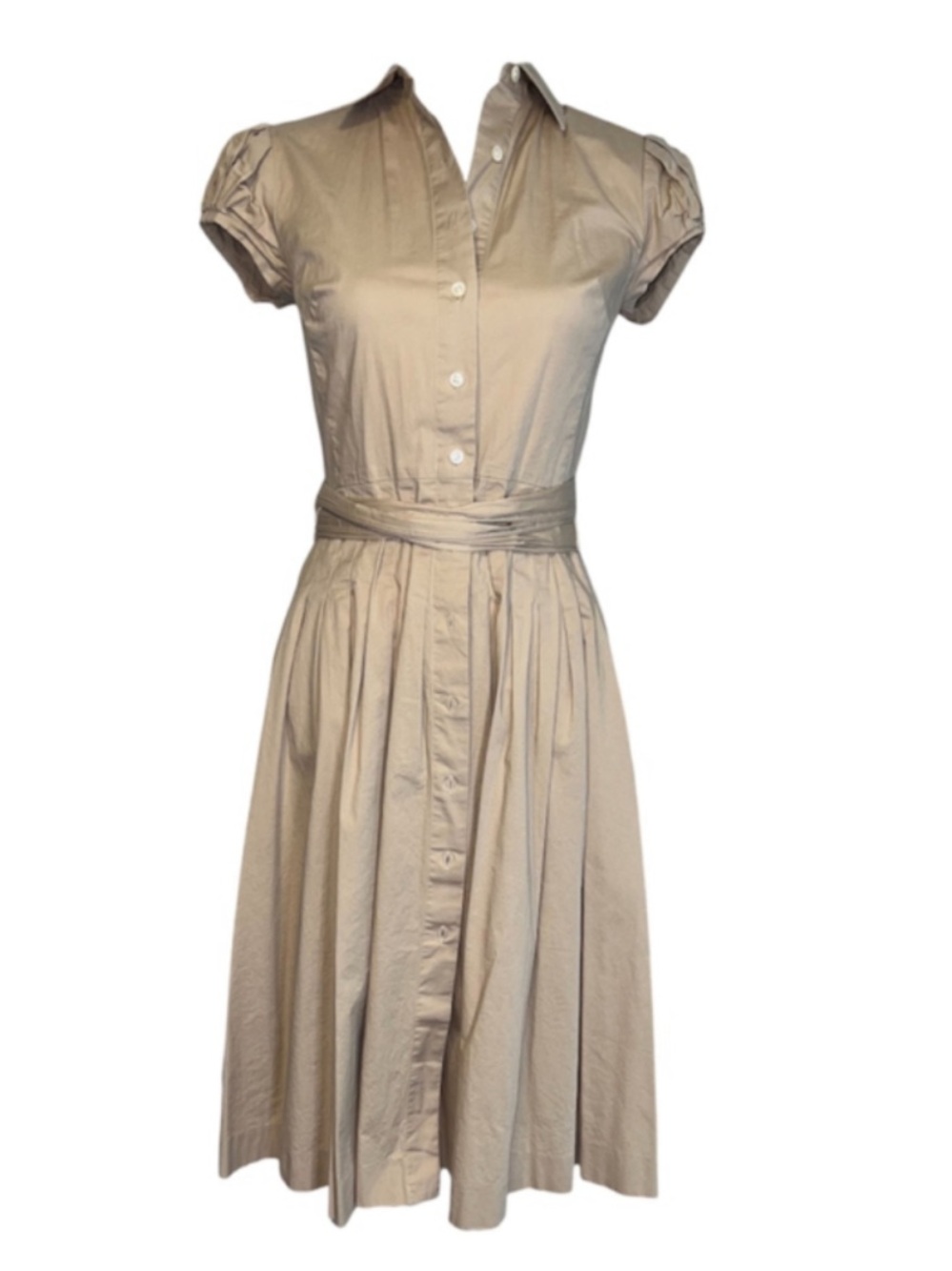 LAUREN Ralph Lauren Khaki Short Sleeve Button-Front Dress Size 4